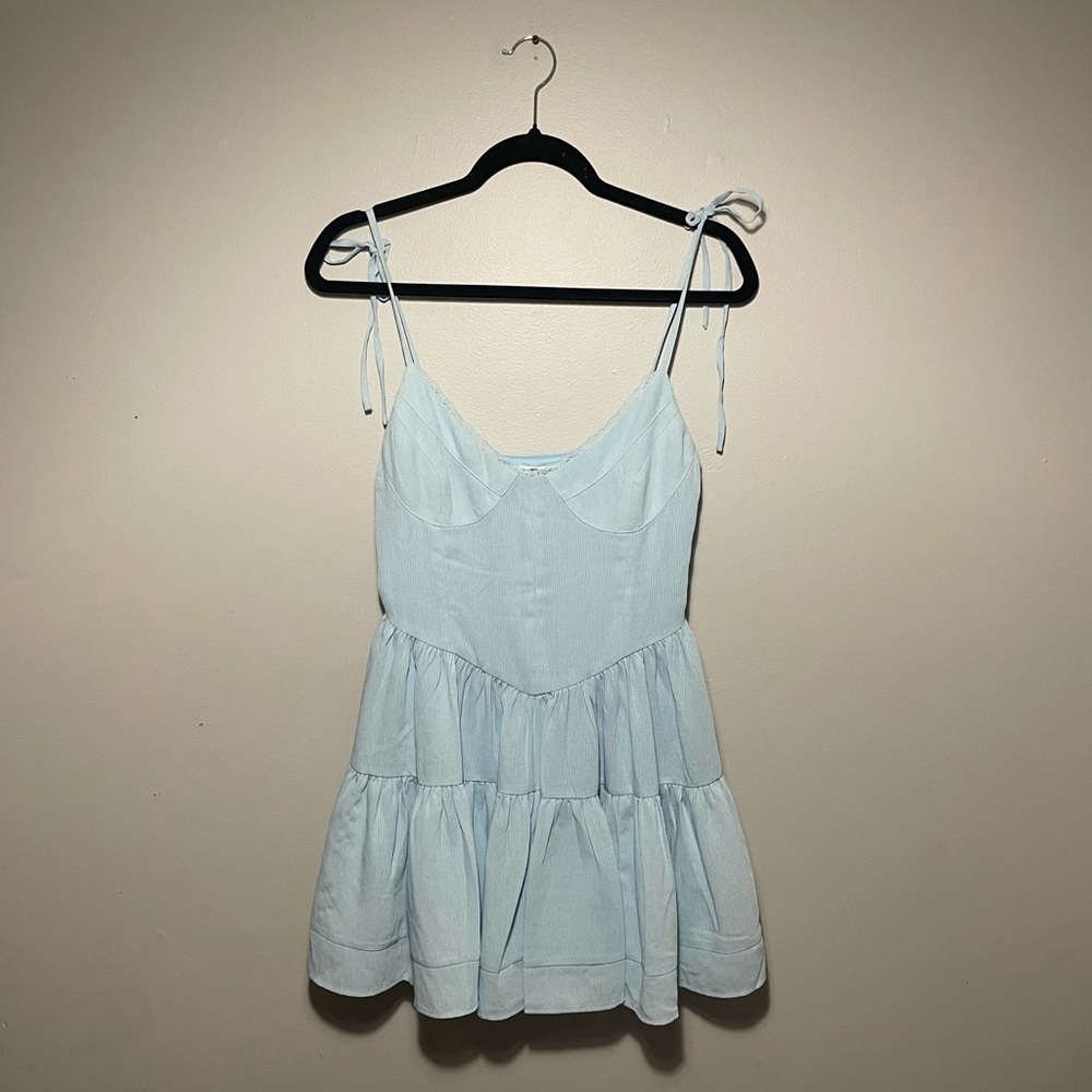 Tie-Shoulder Tiered Corset Mini Dress